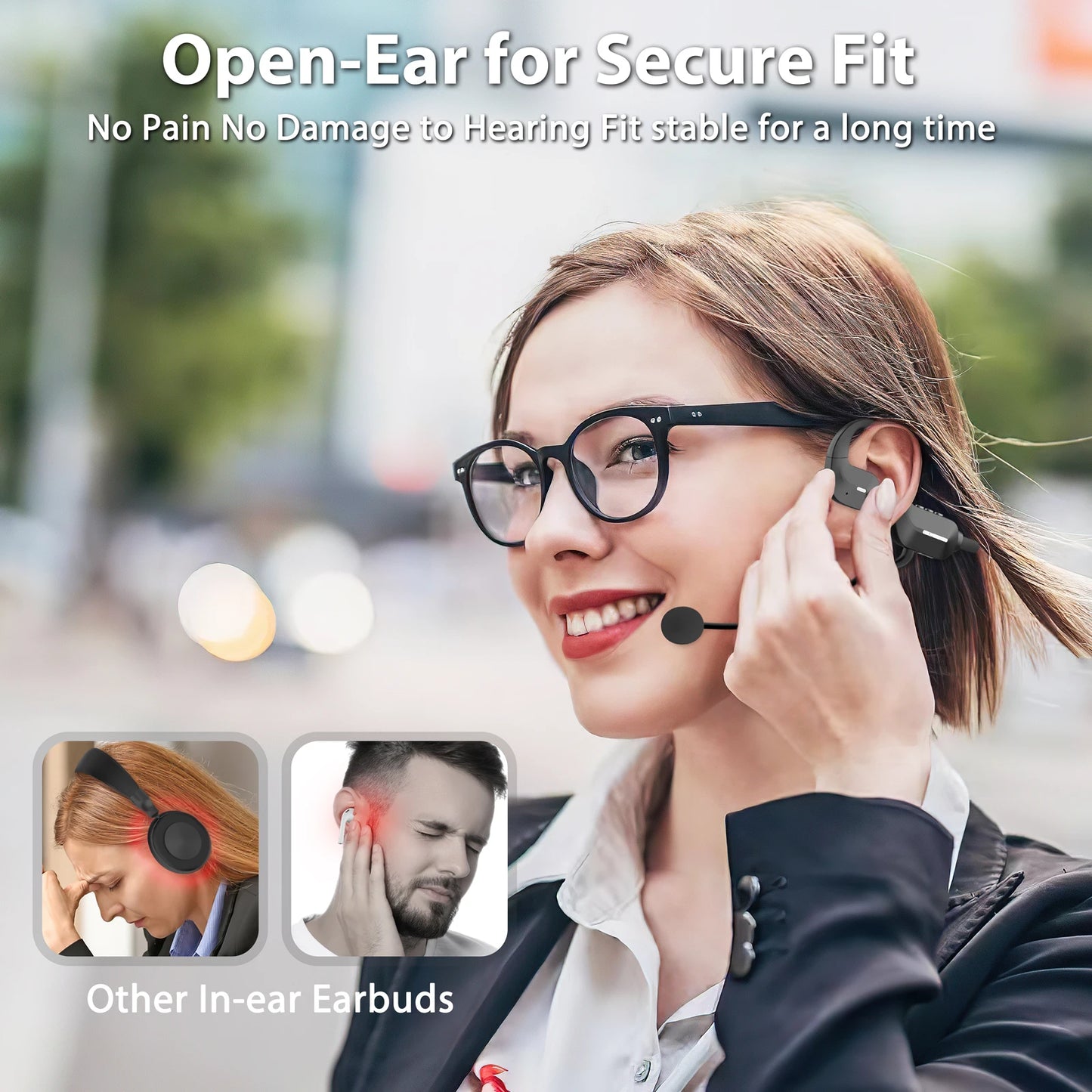 Open Ear Headphones with Mic