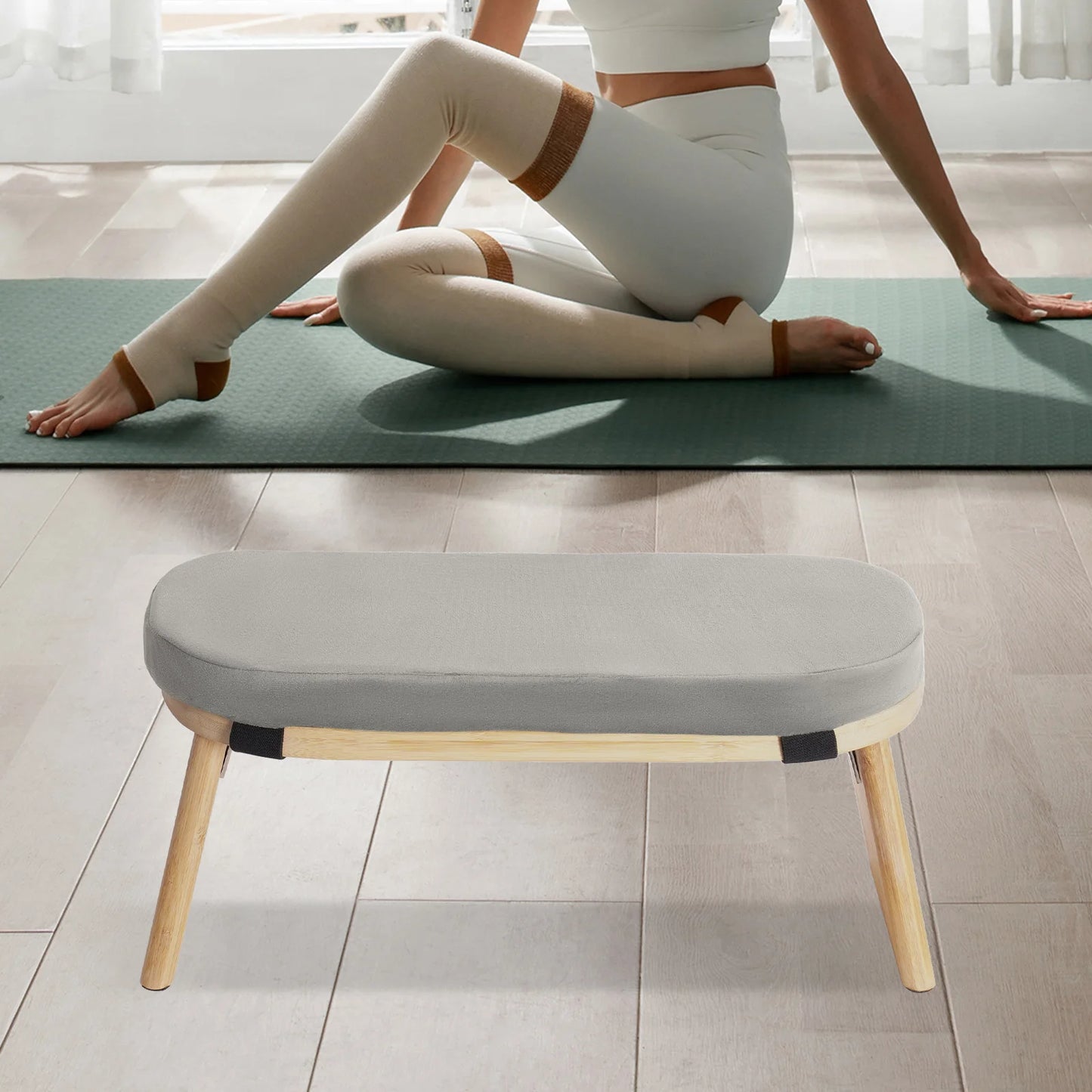Foldable Kneeling Meditation Stool for Home Kneeler Meditations Yoga Prayer Coffee/Gray/Green