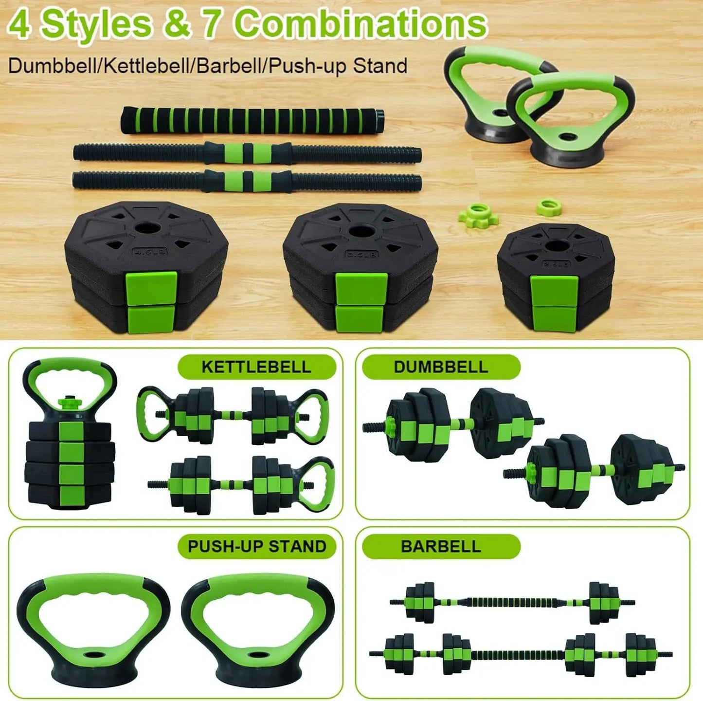 4 in 1 Adjustable Dumbbell/Kettlebell Set