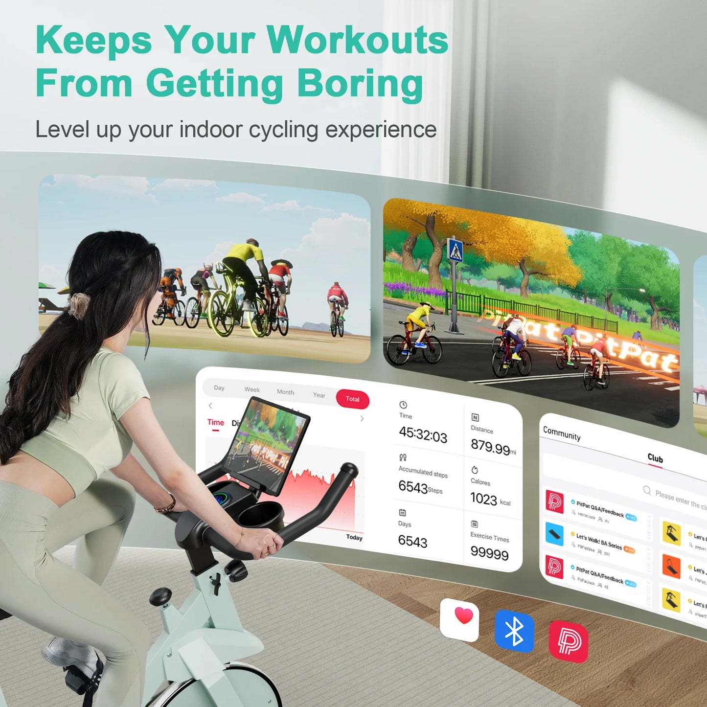 32-Level Magnetic Resistance Stationary Bikes for Home, Low Noise Workout Cycling Bike for Home