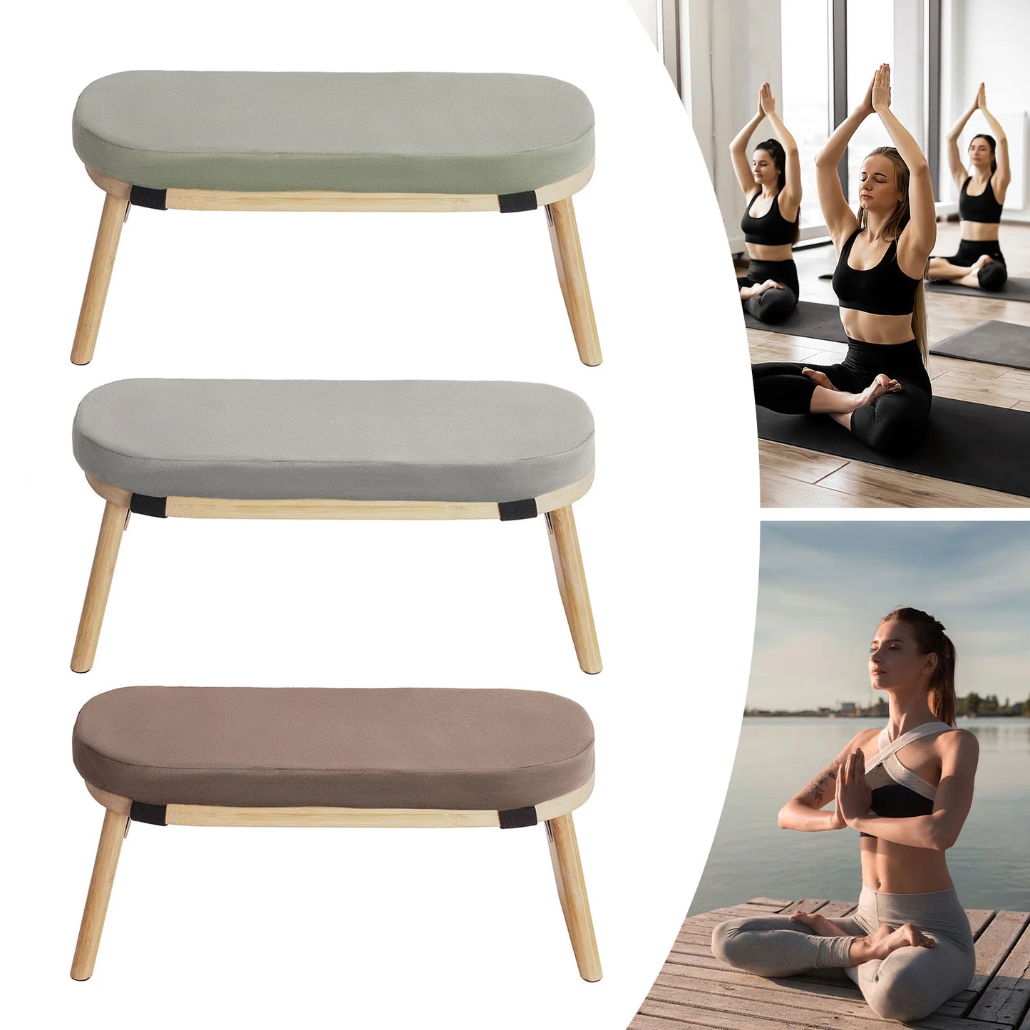 Foldable Kneeling Meditation Stool for Home Kneeler Meditations Yoga Prayer Coffee/Gray/Green