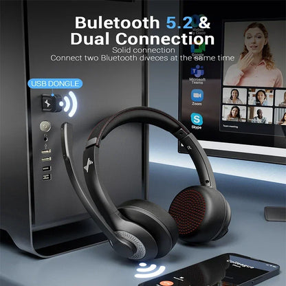 Wireless Bluetooth Headset ANC MIC for Work Computer Headphones USB Dongle Mute Mic for MacBook Headset Phone