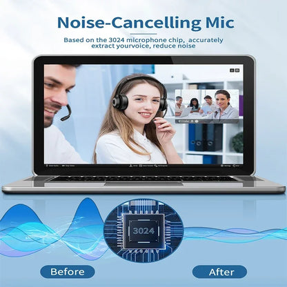 Wireless Bluetooth Headset ANC MIC for Work Computer Headphones USB Dongle Mute Mic for MacBook Headset Phone