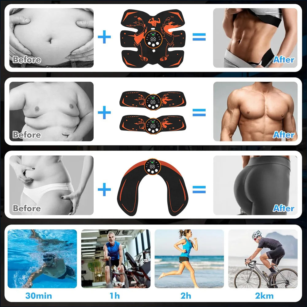 Wireless Fat-Burning Belt: EMS Ab Trainer & Rechargeable Muscle Stimulator for Six-Pack Abs, Home Gym Fitness