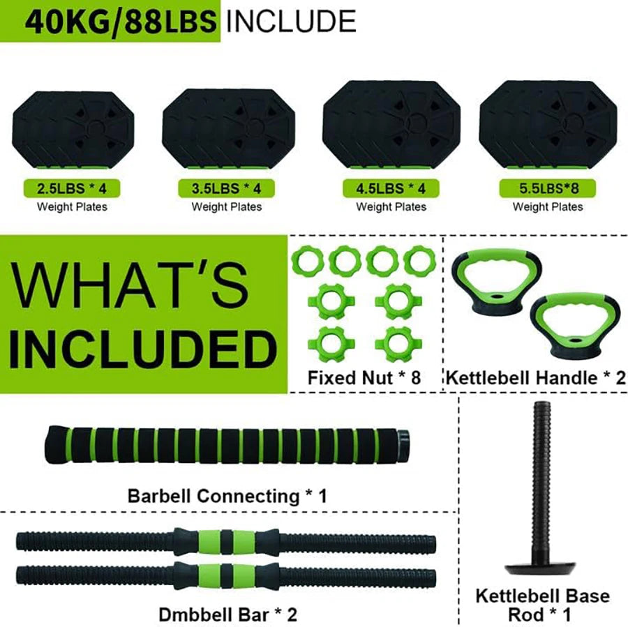 4 in 1 Adjustable Dumbbell/Kettlebell Set