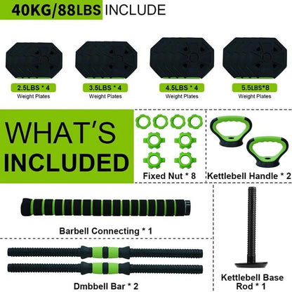4 in 1 Adjustable Dumbbell/Kettlebell Set