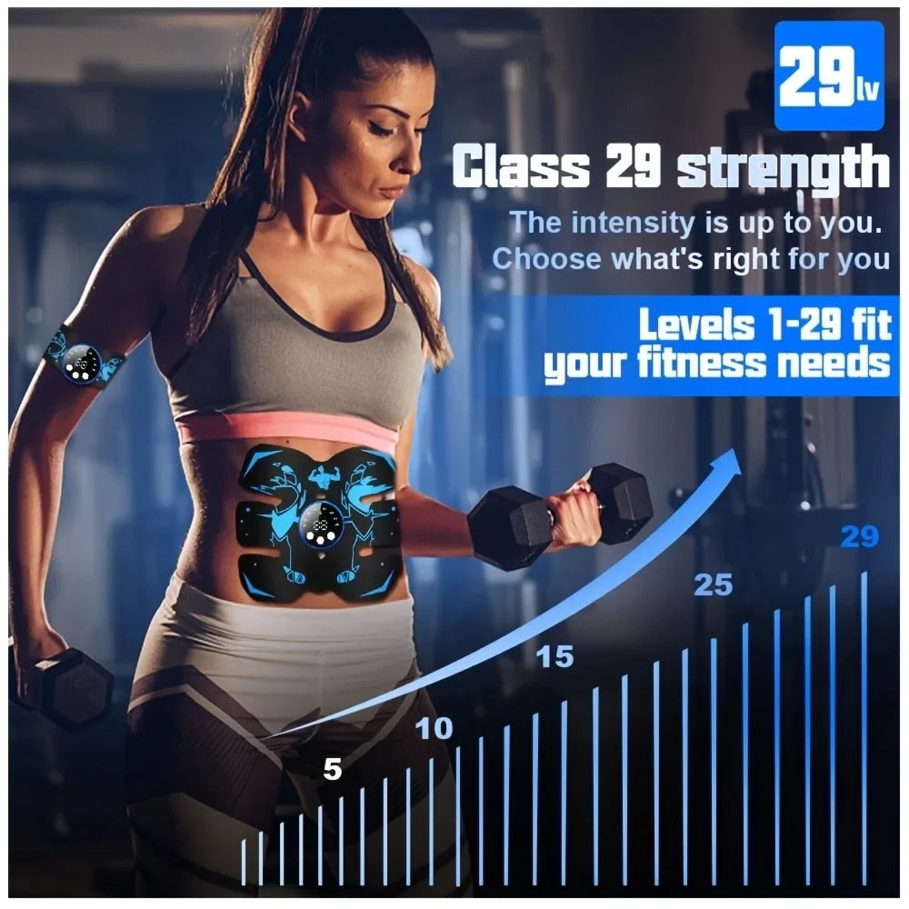 Wireless Fat-Burning Belt: EMS Ab Trainer & Rechargeable Muscle Stimulator for Six-Pack Abs, Home Gym Fitness