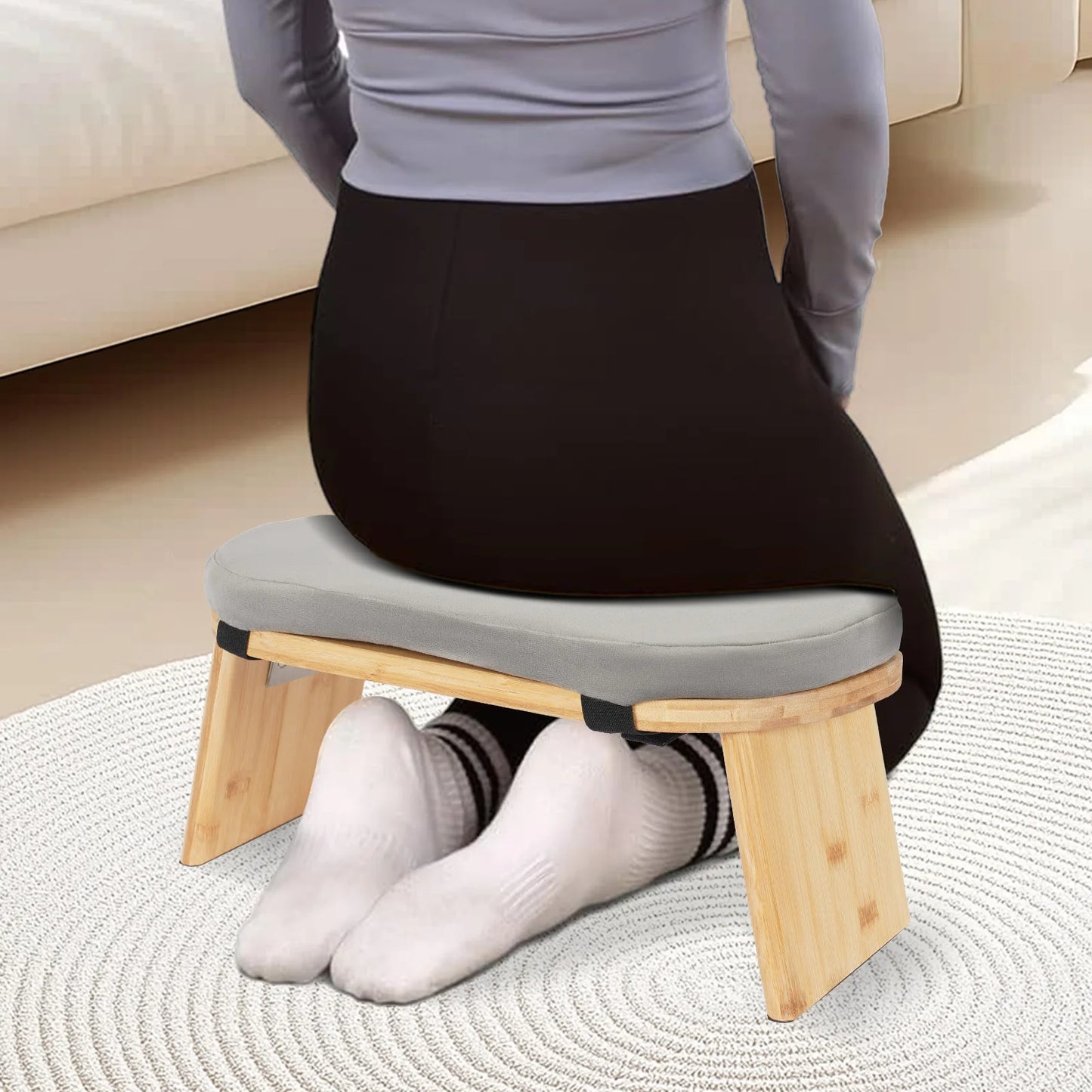 Foldable Kneeling Meditation Stool for Home Kneeler Meditations Yoga Prayer Coffee/Gray/Green
