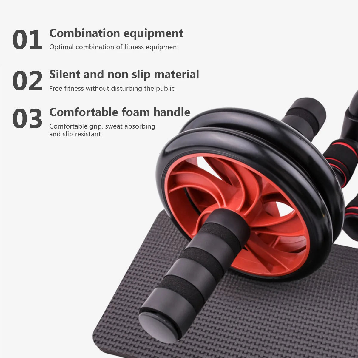 7-in-1 Black Fitness Set Abdominal Fitness Wheel Indoor Sports Push up Support ab Wheel Comprehensive Training Fitness Equipmen