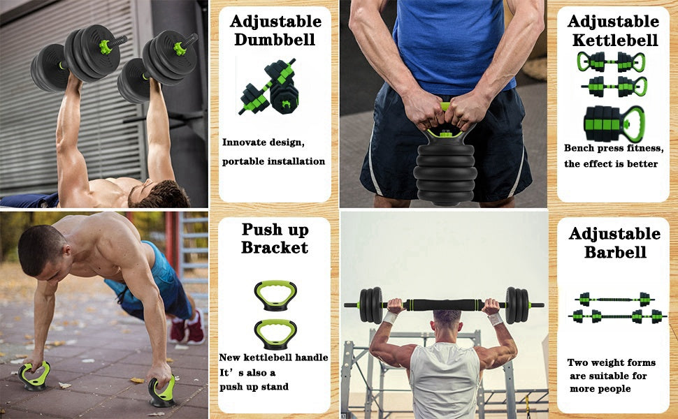 4 in 1 Adjustable Dumbbell/Kettlebell Set